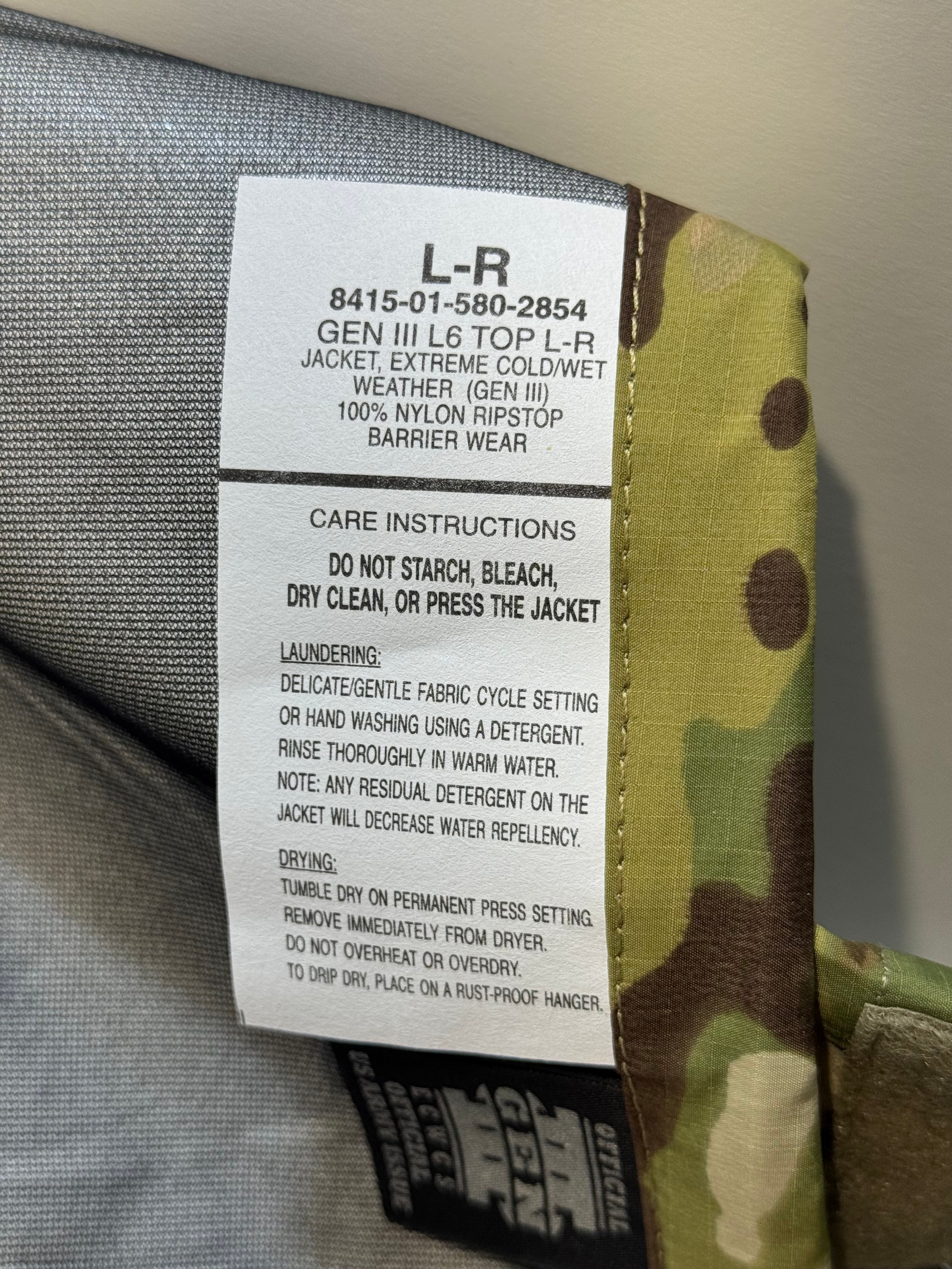 Gen III L6 extreme cold weather top large